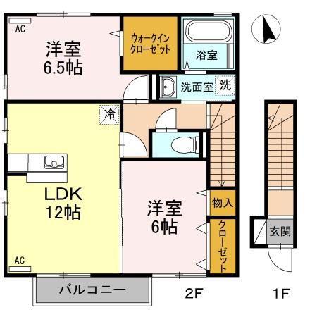 バリュアブル A棟(2LDK/2階)の間取り写真