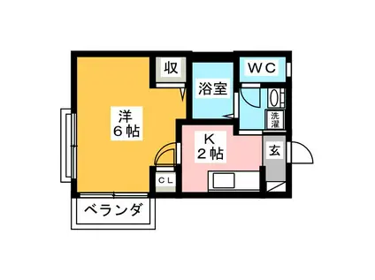 シャーメゾン酒匂(1K/1階)の間取り写真