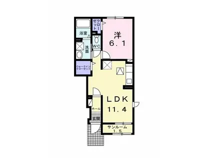 キャンビリーI(1LDK/1階)の間取り写真