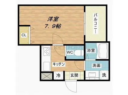 サムティ阿波座LUSSO(1K/5階)の間取り写真