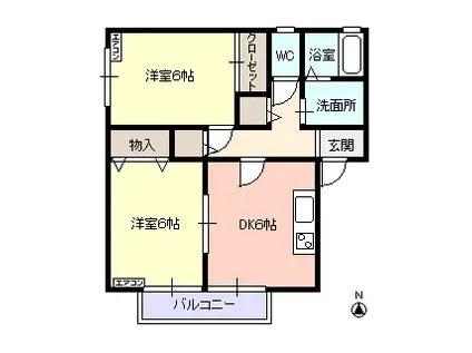 クレール エステート(2DK/2階)の間取り写真