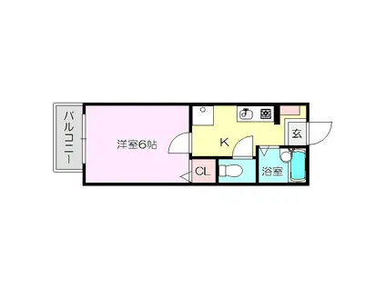 アビテⅡ(1K/2階)の間取り写真