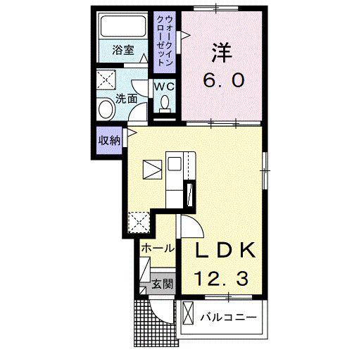 ヒカルサ久喜菖蒲(1LDK/1階)の間取り写真