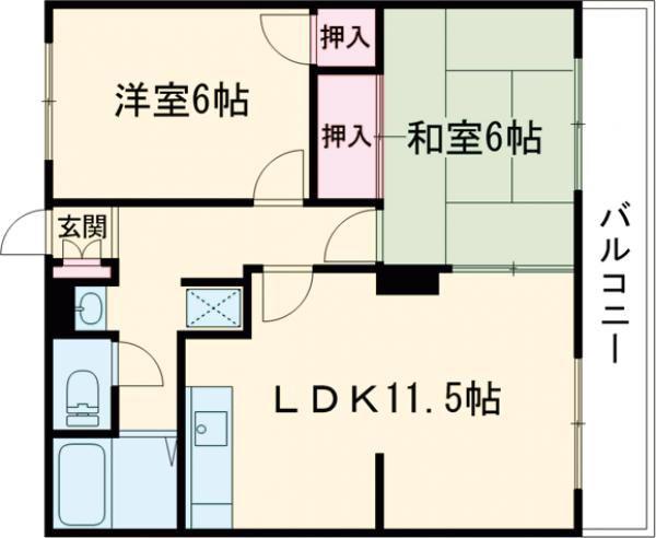 サンライズ館A(2LDK/2階)の間取り写真