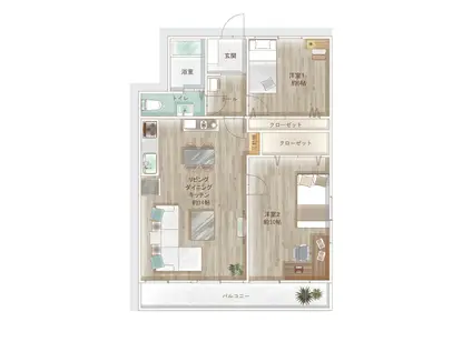 青葉コーポ(2LDK/2階)の間取り写真