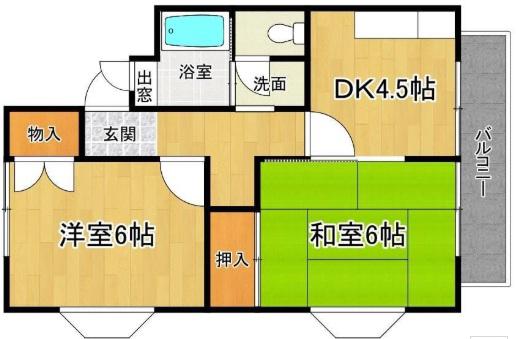 フェリスハイツ(2DK/2階)の間取り写真