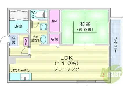 ふれんどはうすⅠ番館(1LDK/2階)の間取り写真