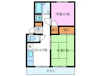 エステートピア大庭(2DK/1階)の間取り写真