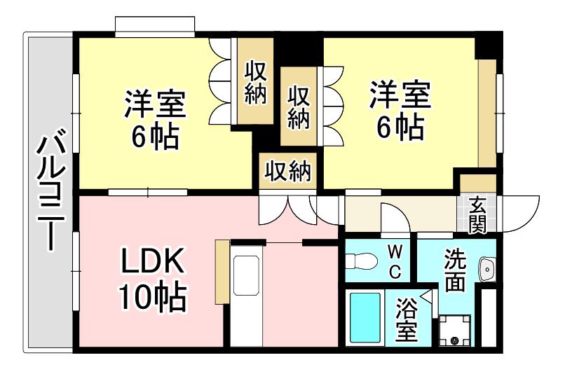 サン・ベルジュ(2LDK/2階)の間取り写真