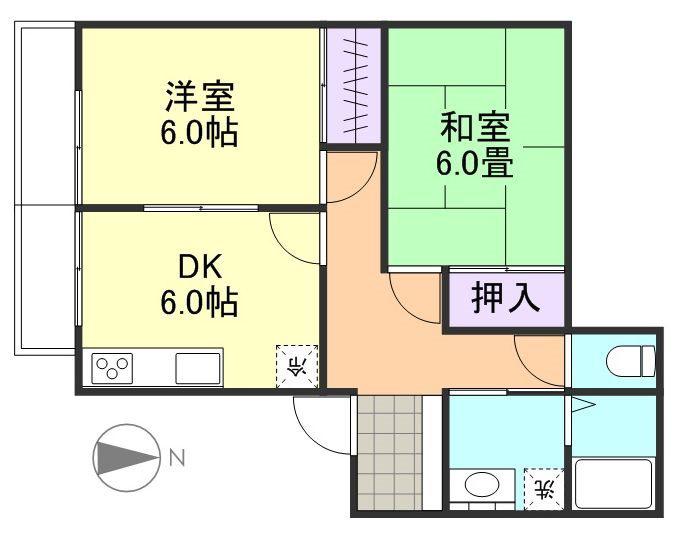セレッソ玉島(2DK/1階)の間取り写真