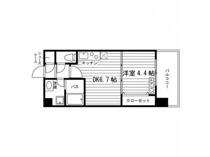 UNI ETERNA盛岡中央通(1DK/7階)の間取り写真