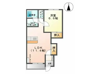 SANSA盛南(1LDK/1階)の間取り写真