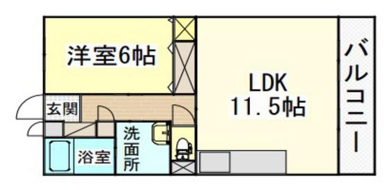 サンライト富田(1LDK/1階)の間取り写真