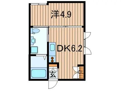 ヴィッラ・オペラ(1DK/1階)の間取り写真