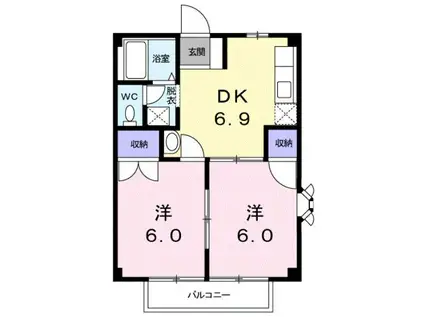 サンライズ大東(2DK/2階)の間取り写真
