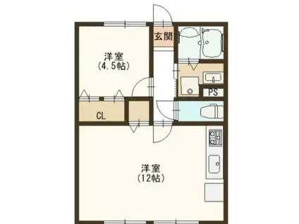 シティハイムジュエリーA(1LDK/2階)の間取り写真
