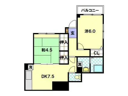山口第5マンション(2DK/1階)の間取り写真