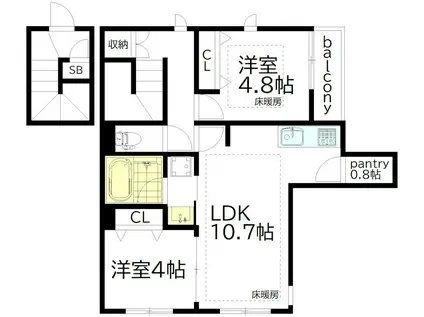 Mメゾン(2LDK/2階)の間取り写真
