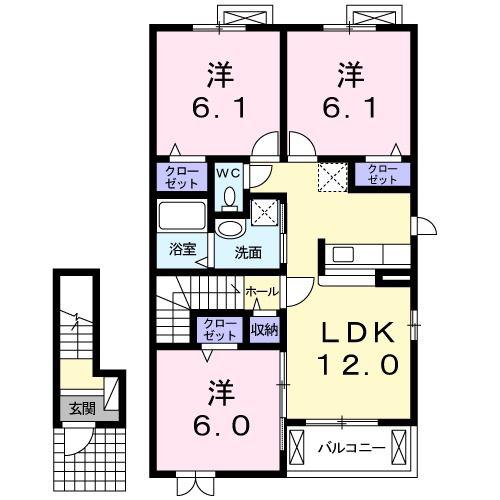 グランドソレーユ(3LDK/2階)の間取り写真