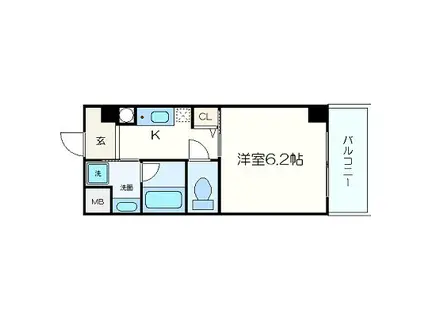 カーライル堺市駅前(1K/6階)の間取り写真