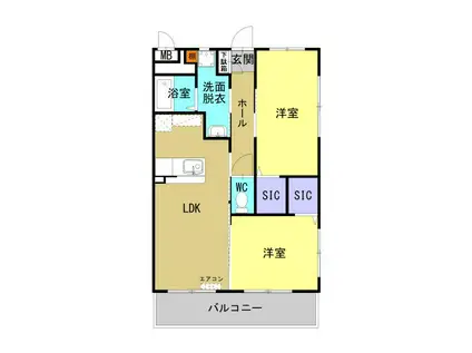 都城年見町Hマンション(2LDK/1階)の間取り写真