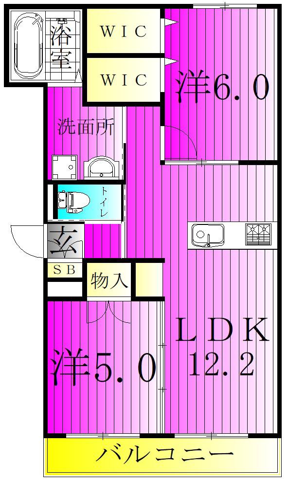 ファミーユI(2LDK/2階)の間取り写真