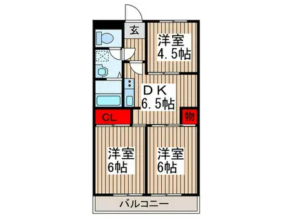 パ―クマンション上尾(3DK/3階)の間取り写真