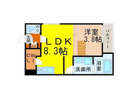 ハーモニーテラス T.H(1LDK/3階)の間取り写真