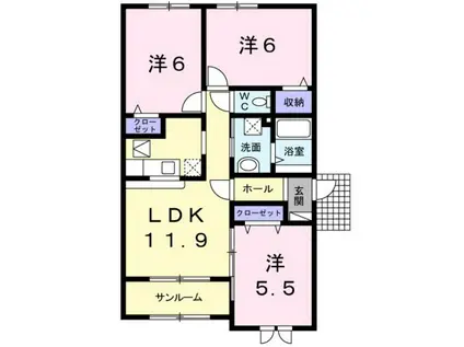 ラブリ-(3LDK/1階)の間取り写真