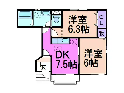アグリーアブルハウスI(2DK/1階)の間取り写真