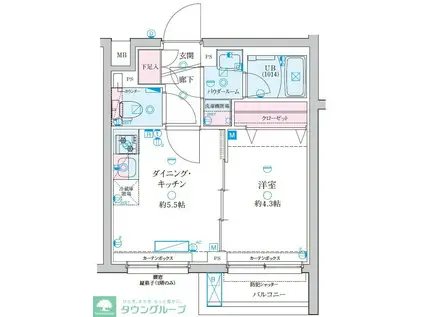 GENOVIA京成立石V(1DK/1階)の間取り写真