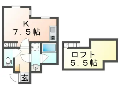 ガレリア千里山(1K/2階)の間取り写真