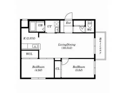 RIRUJYU SAKAEMACHI(2LDK/3階)の間取り写真
