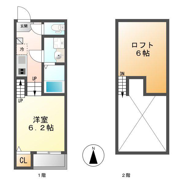 ハーモニーテラス靖国町(1K/1階)の間取り写真