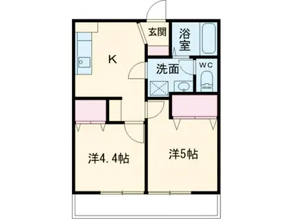 モイセス薬園町(2K/2階)の間取り写真