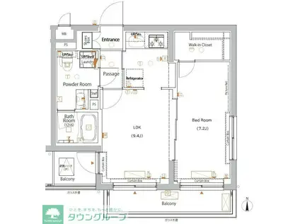 XEBEC八幡山(1LDK/3階)の間取り写真