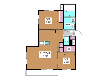 ラ ケイム(2LDK/2階)の間取り写真