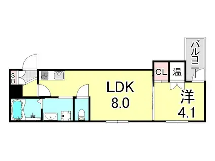 TRE COURT 兵庫II(1LDK/3階)の間取り写真