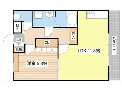 グランドコート(1LDK/2階)の間取り写真