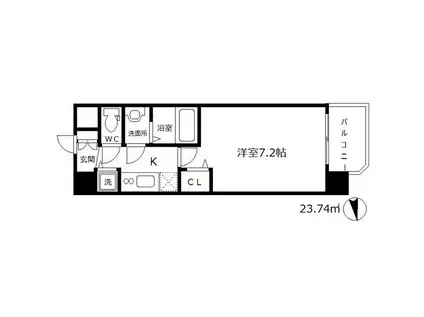 メインステージ大阪福島(1K/5階)の間取り写真