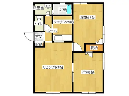 ソフィアC(2LDK/2階)の間取り写真