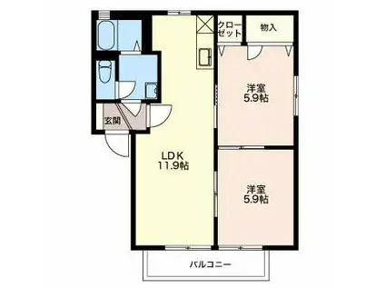アールベルグIIA(2LDK/2階)の間取り写真