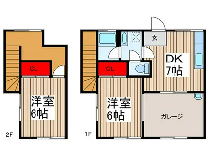 ホワイトベース(2DK/1階)の間取り写真