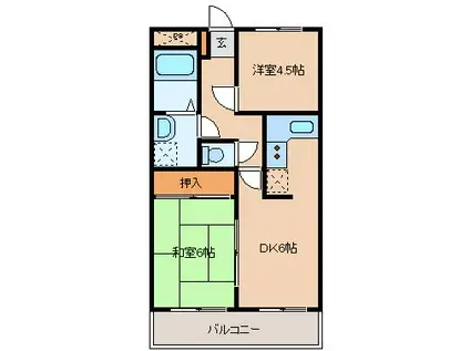 アビタシオン夜須(2DK/3階)の間取り写真