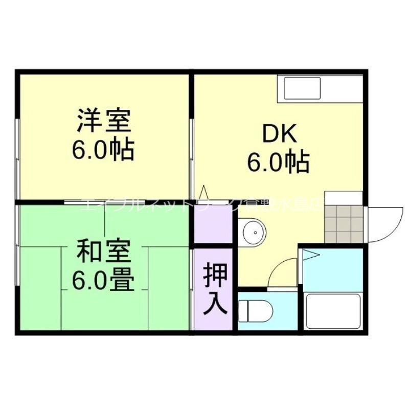 ラクシュリーマンションB棟(2DK/1階)の間取り写真
