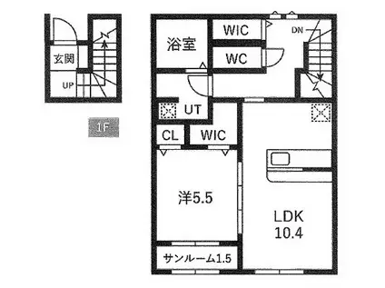シティハイツ2(1LDK/2階)の間取り写真