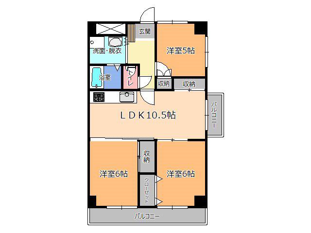 泉ヶ丘ハイツ(3LDK/1階)の間取り写真