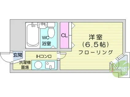 ベルシティ旭ヶ丘(1K/3階)の間取り写真