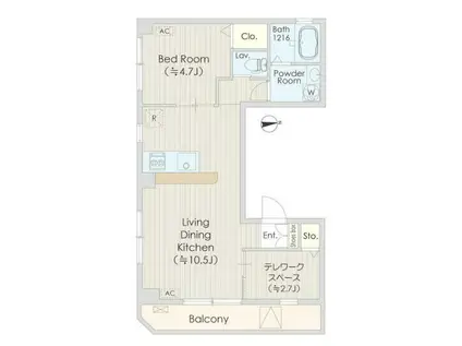 サンテラス令和-KNレジデンス-(1LDK/4階)の間取り写真