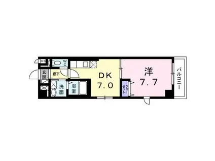 クレオス成城(1DK/2階)の間取り写真